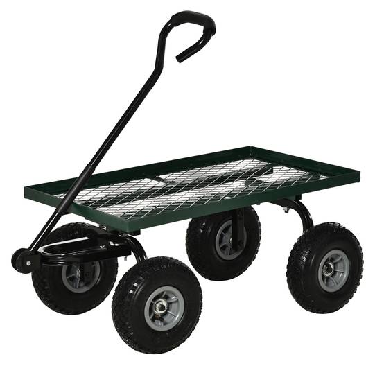 Robuster Stahltransportwagen für Gartenlast im Freien 150 kg 94x48 cm grün - ComfortXL Outdoor Living – Image 2