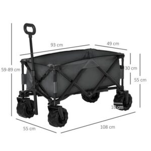 Faltbarer Transportwagen Metall Garten Camping 4 Räder 360° Ladung 70kg Grau – ComfortXL Outdoor Living