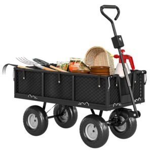 Stahl Gartenanhängerwagen Intensivtransport abnehmbare Plane 300kg 105x51x54cm – ComfortXL Outdoor Living