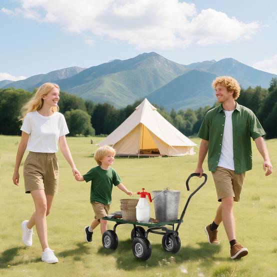 Robuster Stahltransportwagen für Gartenlast im Freien 150 kg 94x48 cm grün - ComfortXL Outdoor Living – Image 3