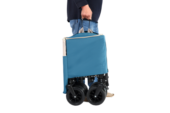 Faltbarer Gartenwagen aus Stahl mit großer Kapazität, 300 l, All-Terrain-Räder, Blau – ComfortXL Outdoor Living – Image 3
