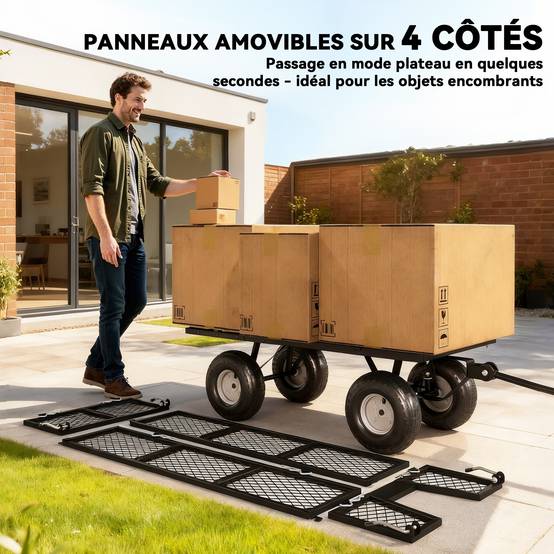 Stahl Gartenanhängerwagen Intensivtransport abnehmbare Plane 300kg 105x51x54cm - ComfortXL Outdoor Living – Image 6