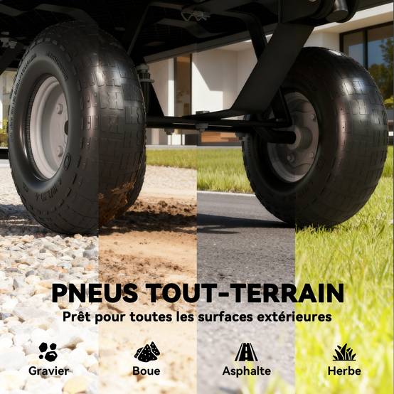 Stahl Gartenanhängerwagen Intensivtransport abnehmbare Plane 300kg 105x51x54cm - ComfortXL Outdoor Living – Image 10
