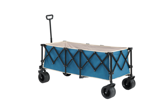 Faltbarer Gartenwagen aus Stahl mit großer Kapazität, 300 l, All-Terrain-Räder, Blau – ComfortXL Outdoor Living – Image 4