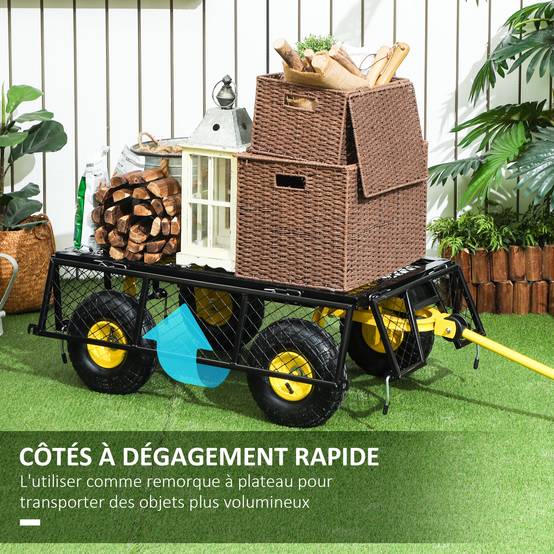 Gartenwagen aus Stahl, Geländetransportwanne, Tragkraft 200 kg, 104 x 54 x 51 cm – ComfortXL Outdoor Living – Image 7