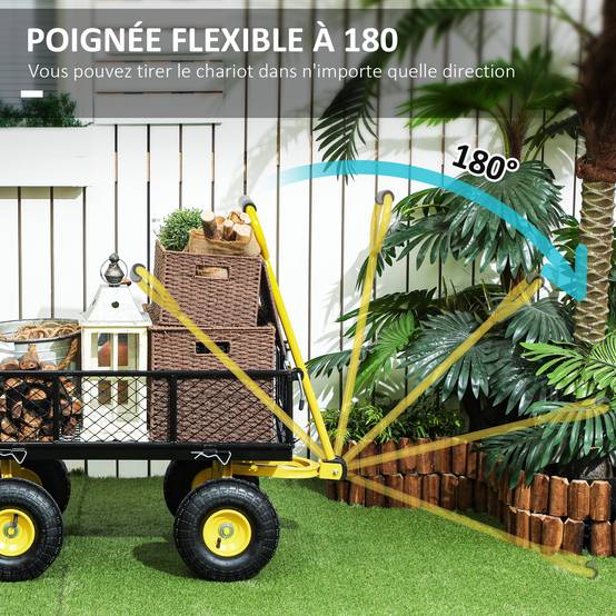 Gartenwagen aus Stahl, Geländetransportwanne, Tragkraft 200 kg, 104 x 54 x 51 cm – ComfortXL Outdoor Living – Image 8