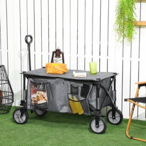 Faltbarer Transportwagen Stahl Garten Strand Tablet 120kg Grau – ComfortXL Outdoor Living