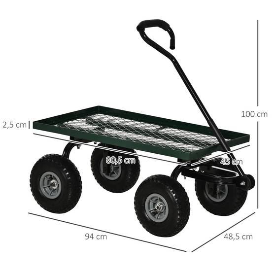 Robuster Stahltransportwagen für Gartenlast im Freien 150 kg 94x48 cm grün - ComfortXL Outdoor Living – Image 5