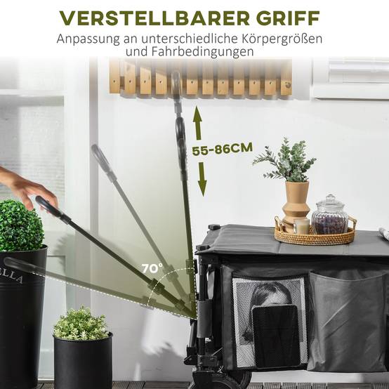 Faltbarer Transportwagen Stahl Garten Strand Tablet 120kg Grau - ComfortXL Outdoor Living – Image 4