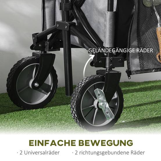 Faltbarer Transportwagen Stahl Garten Strand Tablet 120kg Grau - ComfortXL Outdoor Living – Image 6