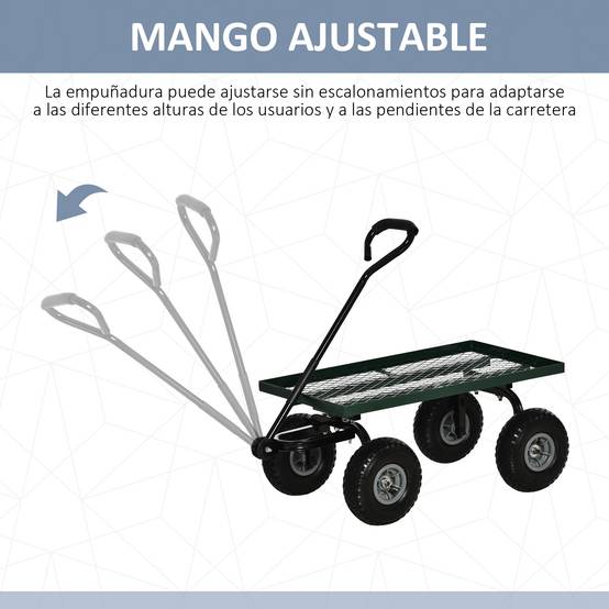 Robuster Stahltransportwagen für Gartenlast im Freien 150 kg 94x48 cm grün - ComfortXL Outdoor Living – Image 6
