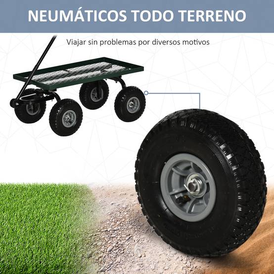 Robuster Stahltransportwagen für Gartenlast im Freien 150 kg 94x48 cm grün - ComfortXL Outdoor Living – Image 7