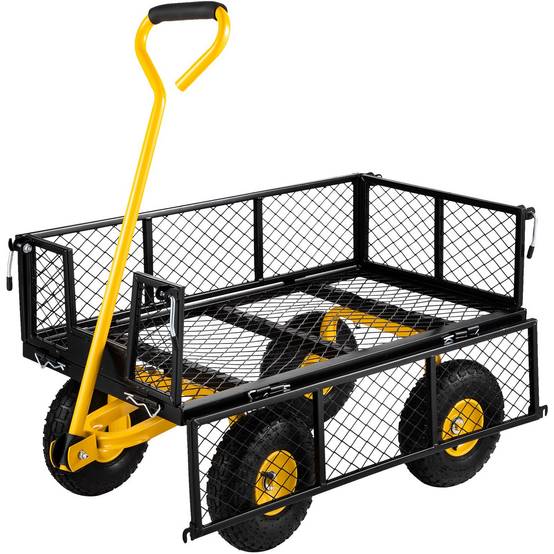 Gartenwagen aus Stahl mit großer Kapazität, 500 kg, abnehmbare Seiten, drehbarer Griff, Schwarz - ComfortXL Outdoor Living – Image 2