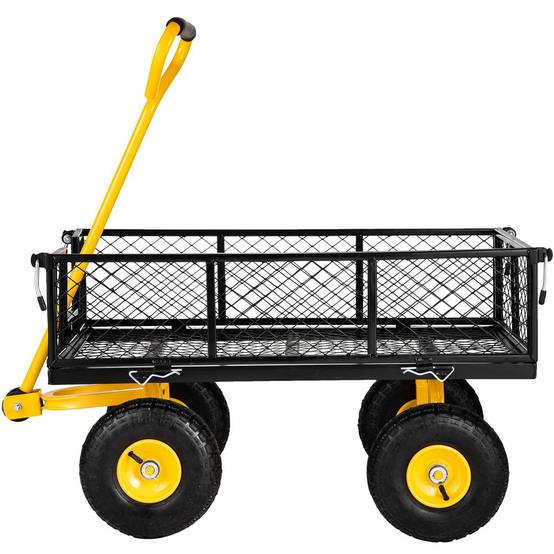 Gartenwagen aus Stahl mit großer Kapazität, 500 kg, abnehmbare Seiten, drehbarer Griff, Schwarz - ComfortXL Outdoor Living – Image 8