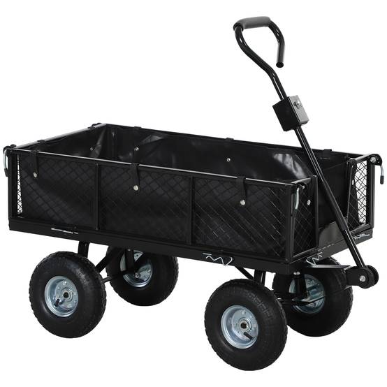 Stahl Gartentransportwagen wasserdichte Taschenräder 25cm 300kg schwarz - ComfortXL Outdoor Living