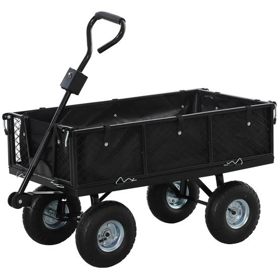 Stahl Gartentransportwagen wasserdichte Taschenräder 25cm 300kg schwarz - ComfortXL Outdoor Living – Image 2