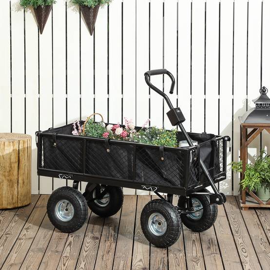 Stahl Gartentransportwagen wasserdichte Taschenräder 25cm 300kg schwarz - ComfortXL Outdoor Living – Image 3