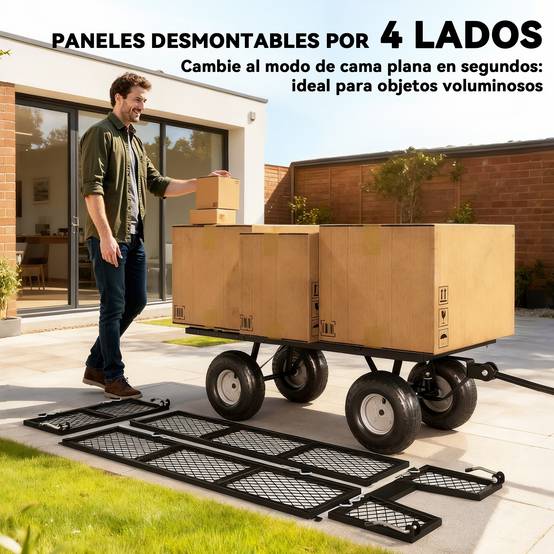 Stahl Gartentransportwagen wasserdichte Taschenräder 25cm 300kg schwarz - ComfortXL Outdoor Living – Image 6