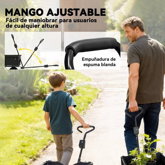 Stahl Gartentransportwagen wasserdichte Taschenräder 25cm 300kg schwarz - ComfortXL Outdoor Living – Image 8