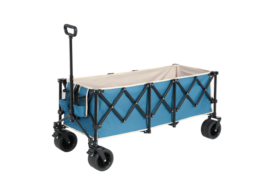 Faltbarer Gartenwagen aus Stahl mit großer Kapazität, 300 l, All-Terrain-Räder, Blau – ComfortXL Outdoor Living