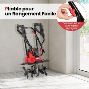 Fräse Fräse 1200W COSTWAY-Breite 32cm, Tiefe 22cm-Sicherheitsschalter-Kappe-4-Fräser-Klappbarer Griff-Rot