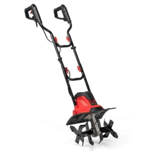 Fräse Fräse 1200W COSTWAY-Breite 32cm, Tiefe 22cm-Sicherheitsschalter-Kappe-4-Fräser-Klappbarer Griff-Rot