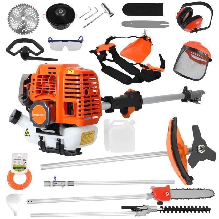 2-Takt-Benzin-Bürstenschneider mit 52 ccm, 5-in-1-Thermobürstenschneider (Bürstenschneider, Gartenschere, Heckenschere, Trimmer)