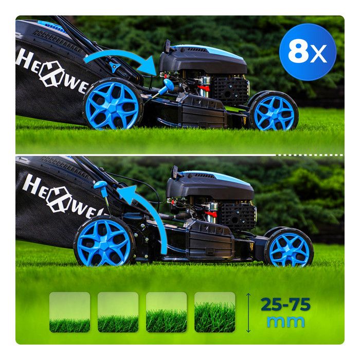 HEXWELT Thermomäher HW-KS-224 | Elektrostart | 224 ccm | 6 PS | Klinge 56 cm | Selbstfahrend | 60 l Tankauswurf und Mulchen – Image 4