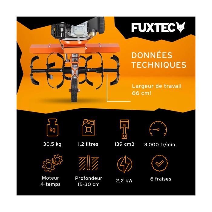 Thermische Fräse - FUXTEC FX-AF1139 - 139cm3 Fräsensatzbreite 36 - 66cm max – Image 3