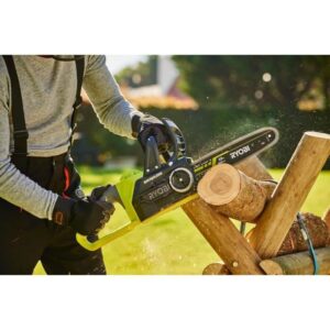 RYOBI – Tronçonneuse 18V ONE+ – Brushless – guide 30cm – 10 m/s – tendeur sans outil + batterie 5,0 Ah & chargeur 2,0A – RCS18X3050F