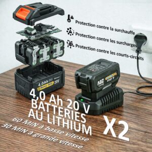 Laubbläser – Outsunny – kabellos mit bürstenlosem Motor 900W Akku 36v (2×4,0Ah) leistungsstark 15,2m³/min – orange und schwarz