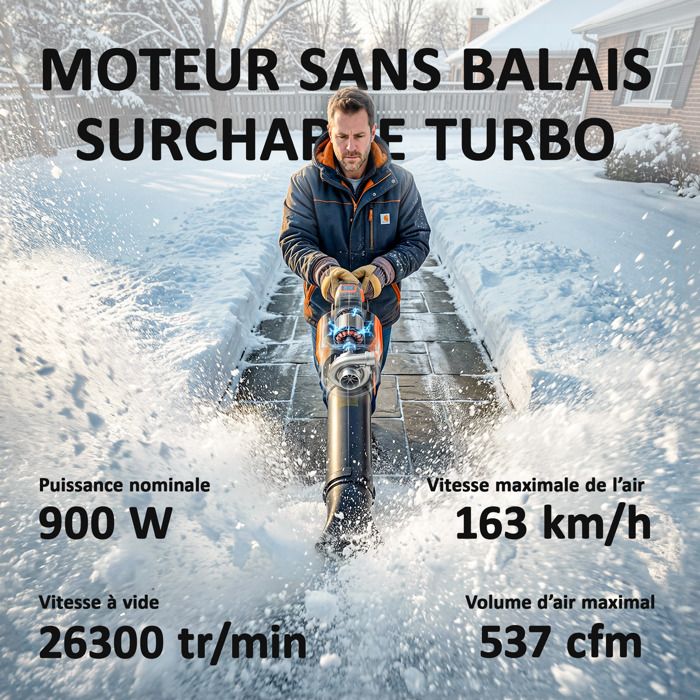 Laubbläser - Outsunny - kabellos mit bürstenlosem Motor 900W Akku 36v (2x4,0Ah) leistungsstark 15,2m³/min - orange und schwarz – Image 6