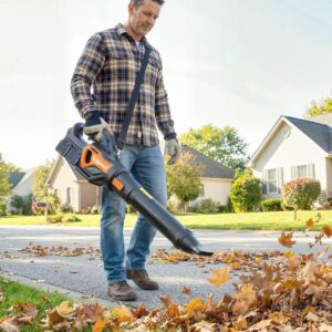 Souffleur de Feuilles sans Fil avec Moteur Brushless 900W Batterie 36v (2×4,0Ah) Puissant 15,2 m³/min Orange et Noir