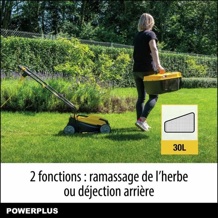 Elektrischer Rasenmäher - POWERPLUS - POWEG62203 - 1000 W - 320 mm Ø - Mit hinterer Sammlung und Auswurf – Image 4