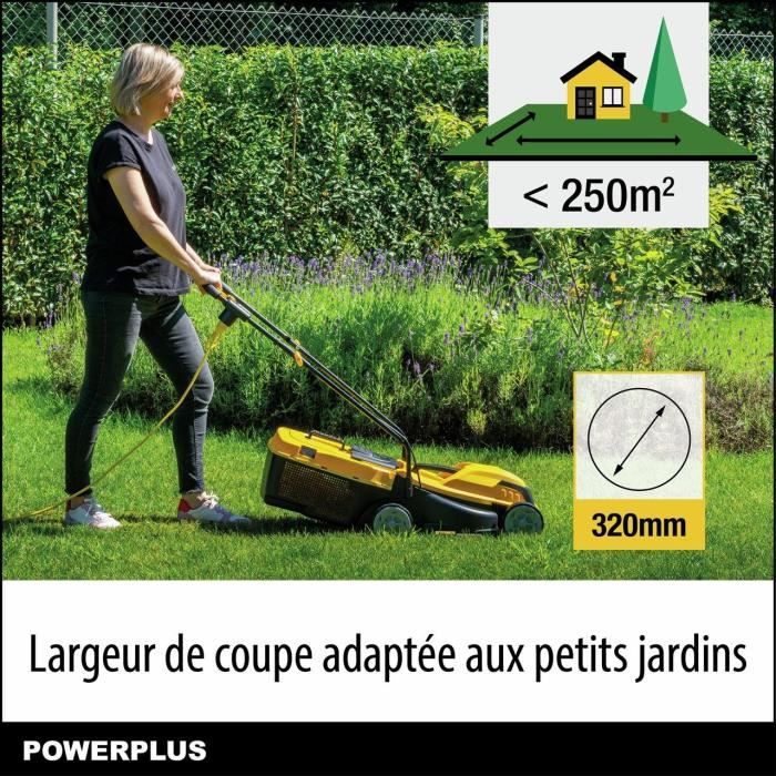 Elektrischer Rasenmäher - POWERPLUS - POWEG62203 - 1000 W - 320 mm Ø - Mit hinterer Sammlung und Auswurf – Image 5