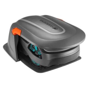 GARDENA Rasenmäherroboter – SILENO Minimo 250 – Bluetooth – Maximale Mähfläche 250 m² (15201-26) + Unterstand mit Ladestation