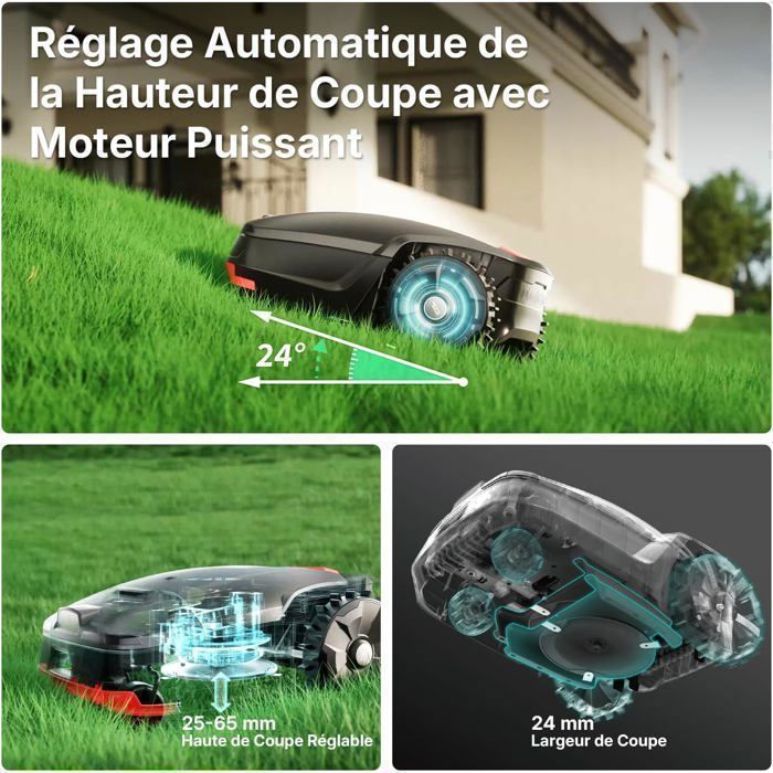 GOALKER H1 Roboter-Rasenmäher RTK+VSLAM Dual TOF, 2000㎡, App-Steuerung, KI-Hindernisvermeidung, präzise Kanten, Neigung 45 % – Image 2